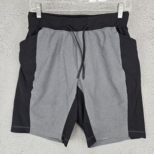 Lululemon Mens Gray Core 9" Lined Shorts Size Medium Solid Running Gym
